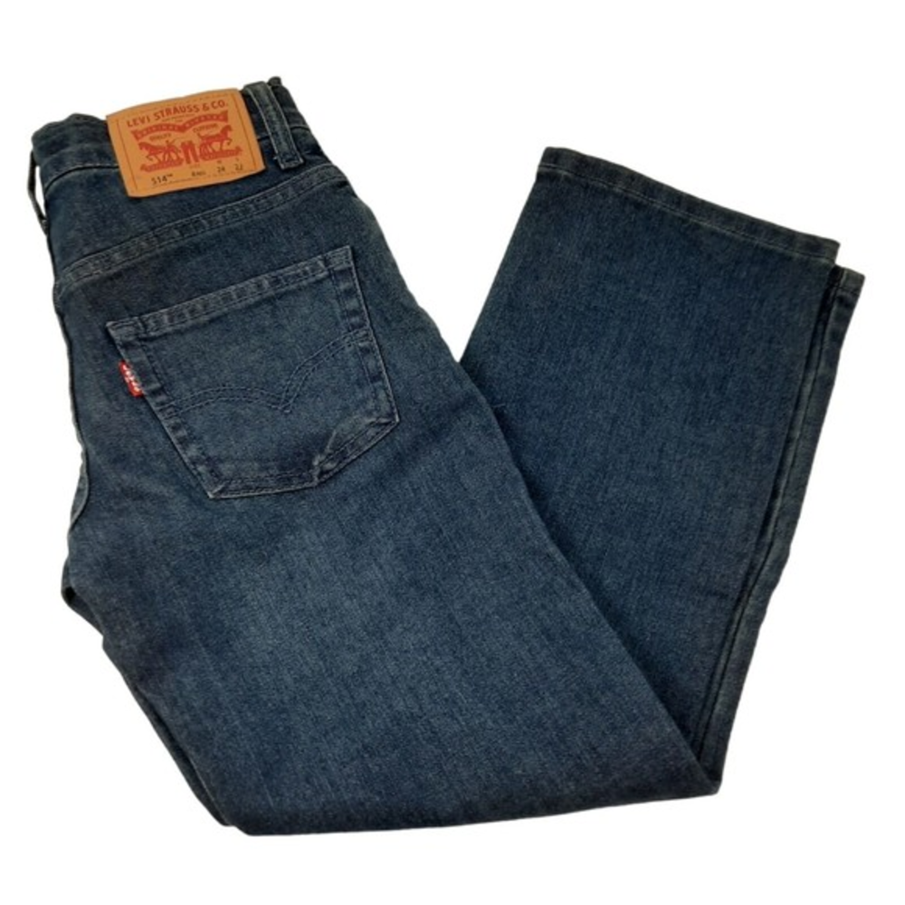 Levis 514 Boys 8 Reg Straight Jeans 24 x 22 Dark Wash Jeans Rivets 5 Pocket